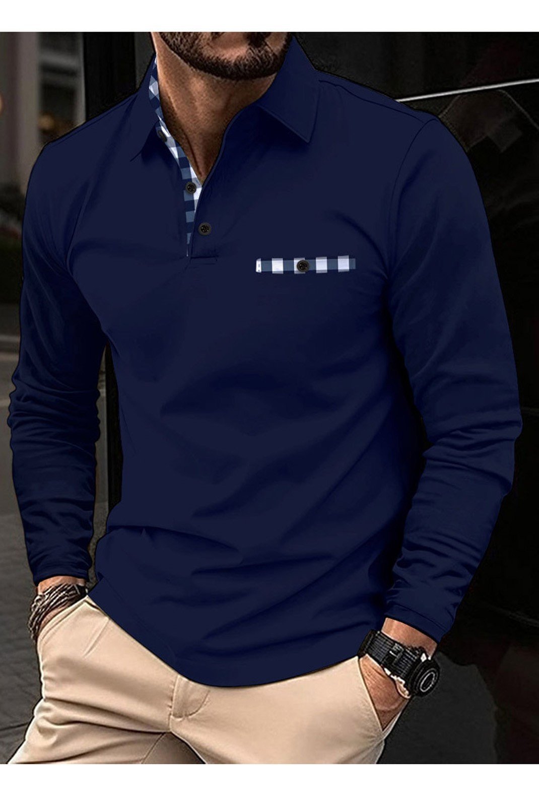 Polos manches longues  BETINNO MASSI Y2_Navy_Blue Navy Blue