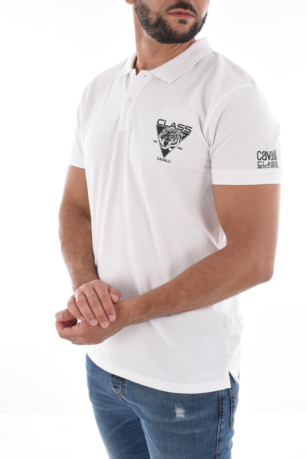 Polos manches courtes  Cavalli Class SXT64A KB002 WHITE