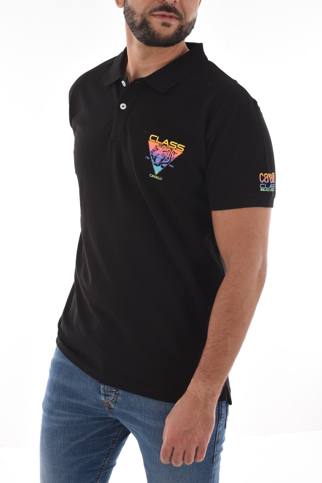 Polos manches courtes  Cavalli Class SXT64A KB002 BLACK