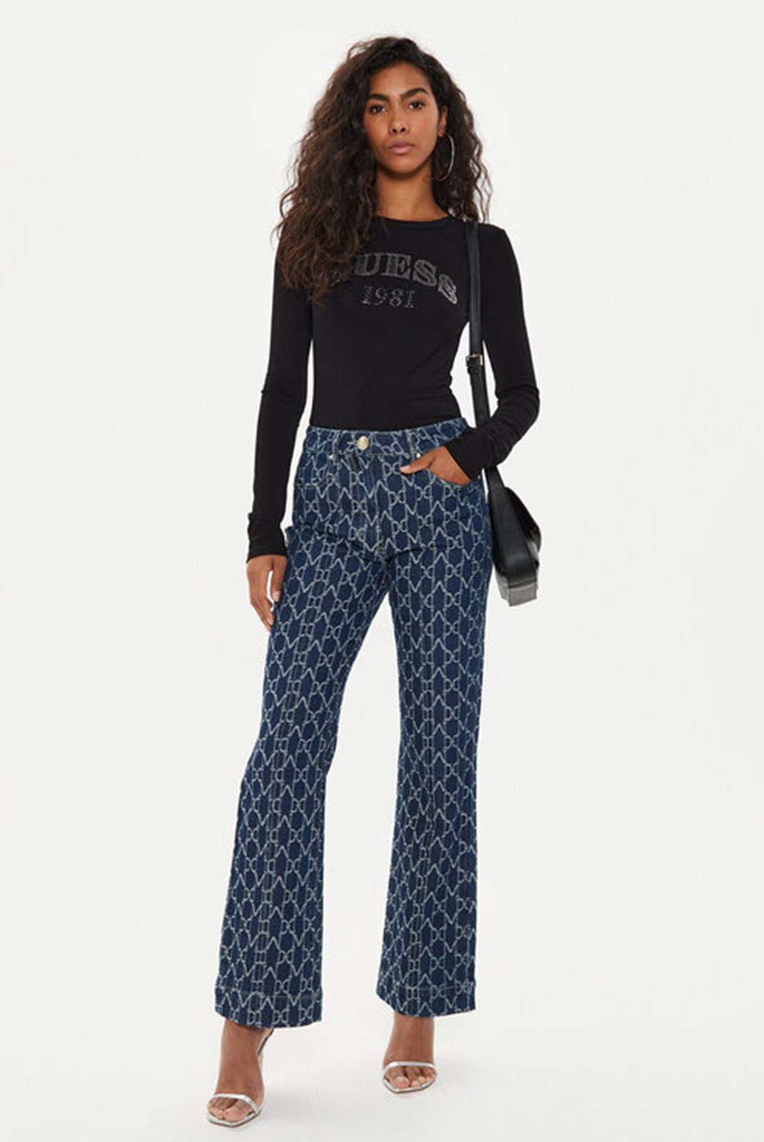 Tee shirt manches longues  Guess jeans W4YP06 K68D2 JBLK Jet Black A996