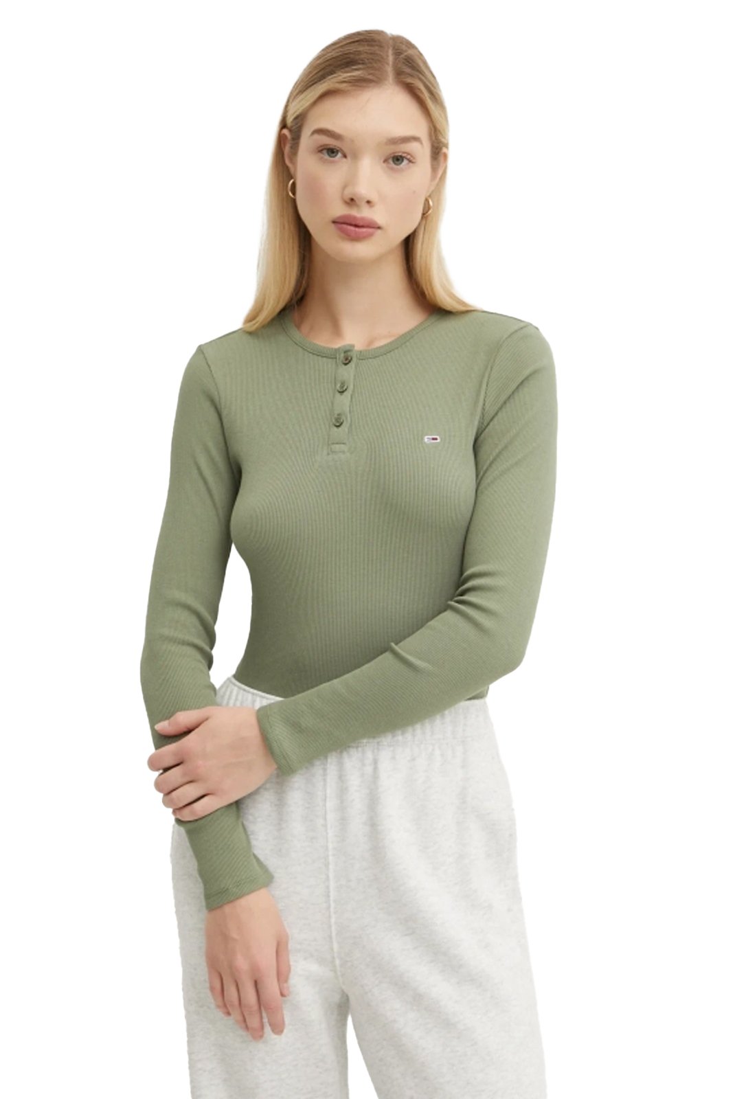Tee shirt manches longues  Tommy Jeans DW0DW19501 MR6 Aruba Green