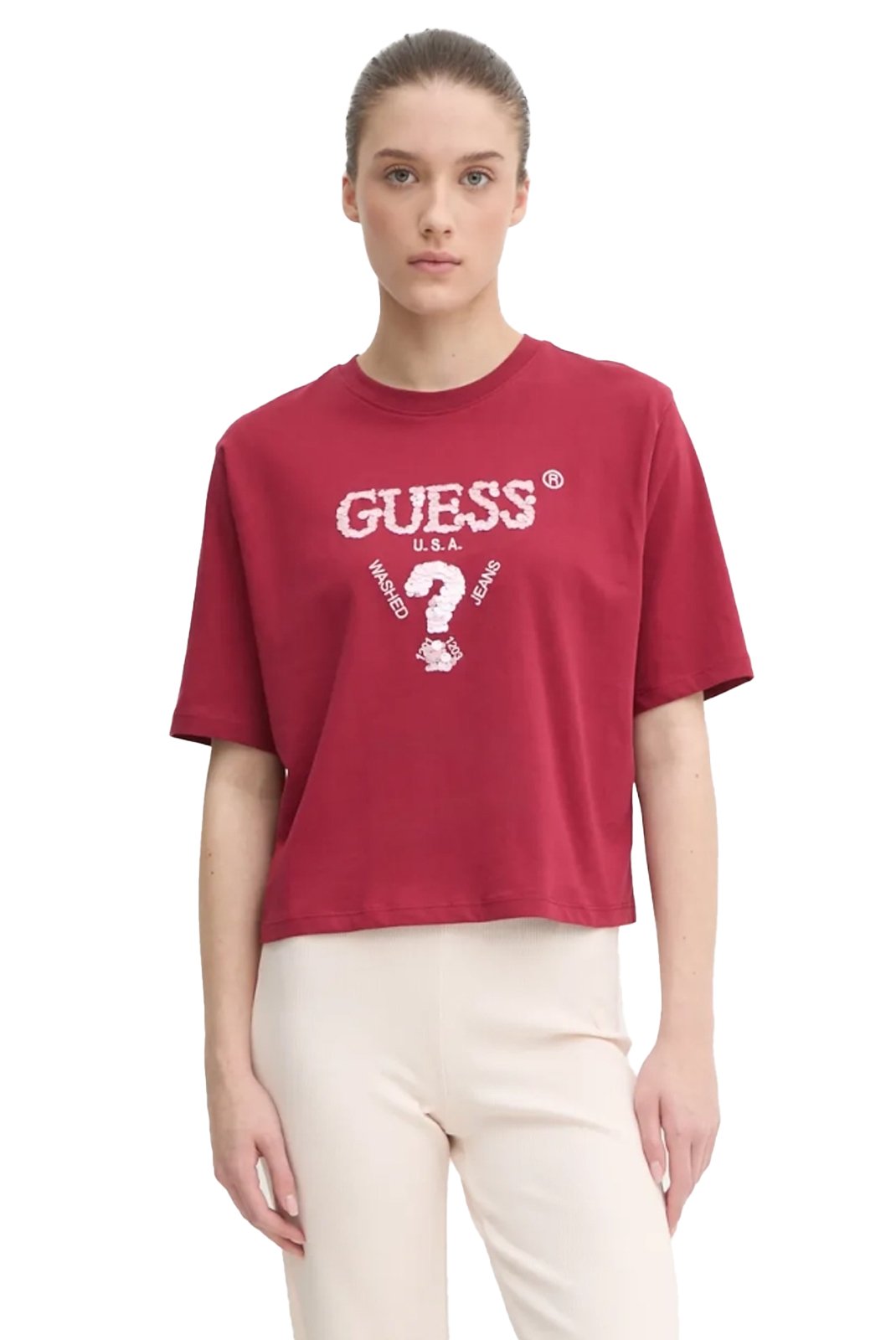 Tee shirt  Guess jeans V4YI06 I3Z14 G580 TAHITI RED