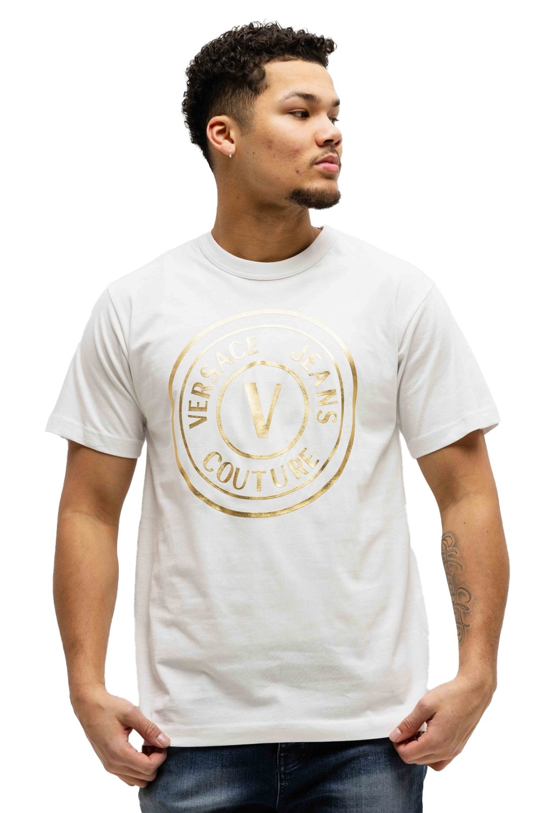 T-S manches courtes  Versace Jeans 78GAHT01 CJ00T G03 003 + 948 WHITE + GOLD
