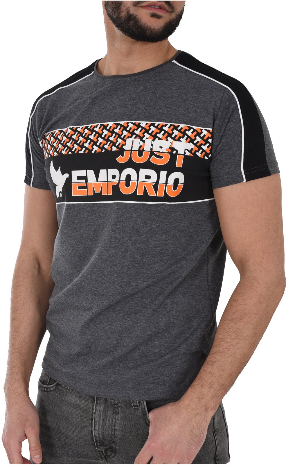 T-S manches courtes  Just Emporio JE-MUKIM-01 ANTHRA MEL/BLACK