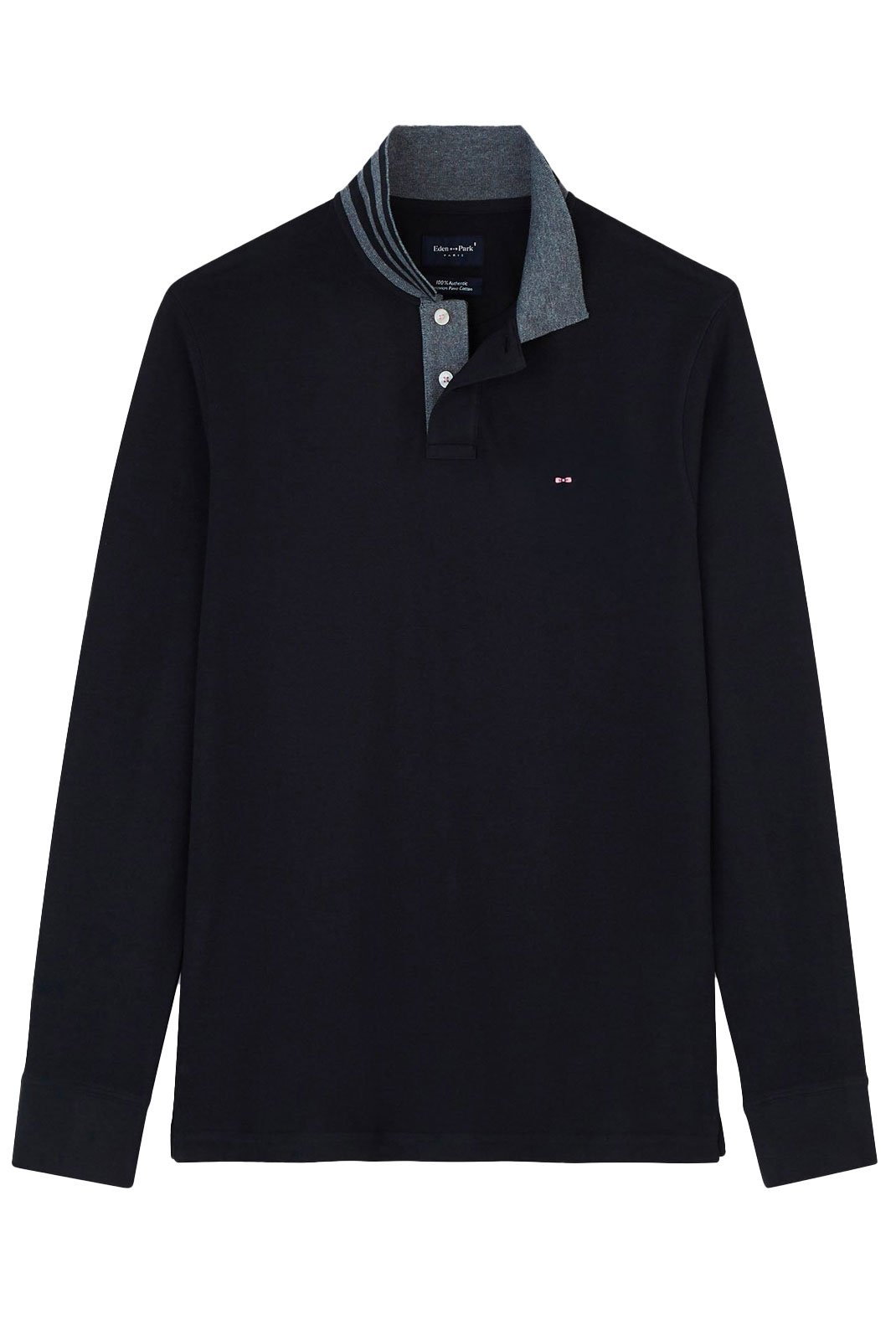 Polos manches longues  Eden park PPKNIPLE0006 Noir