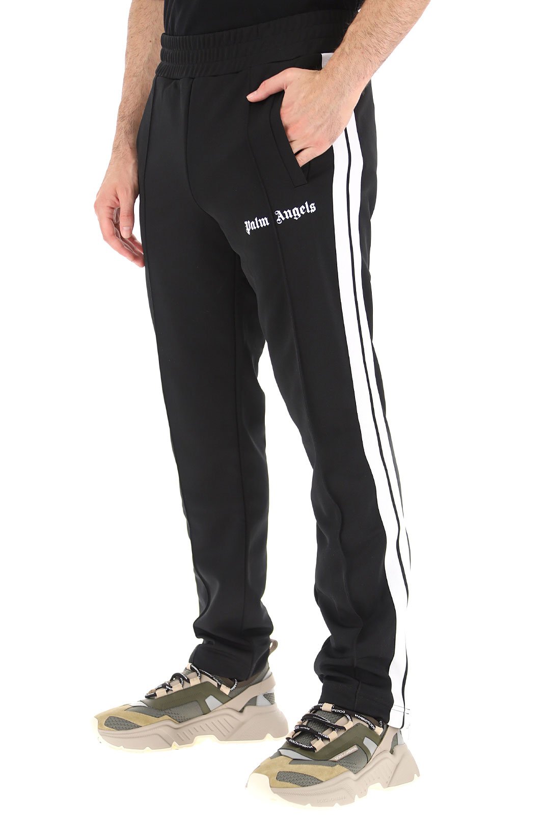 Pantalons sport/streetwear  Palm Angels PMCA007E20FAB0011001 BLACK/WHITE