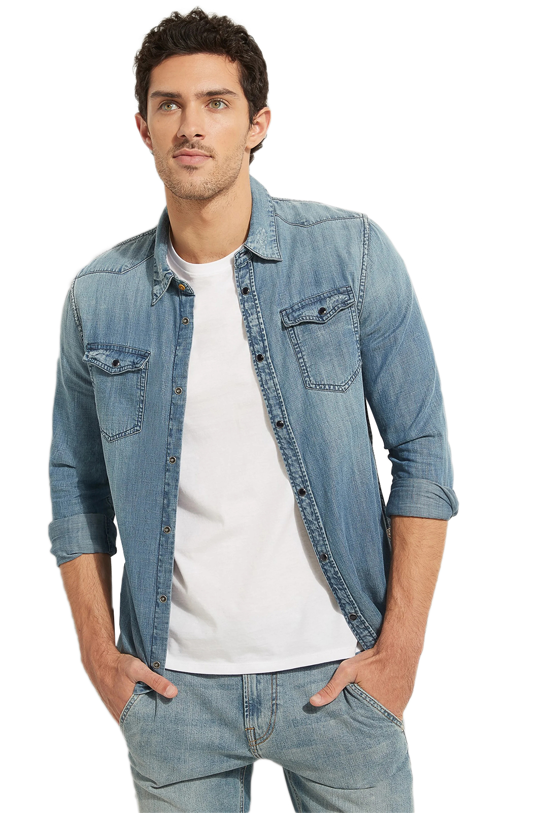  Chemises  manches longues Homme  Guess jeans M92H02D3L01 WARREN